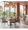Καρέκλα τραπεζαρίας pe rattan - κυπαρισσί βελούδο - μεταλλικό μαύρο πόδι 52x50x77εκ.