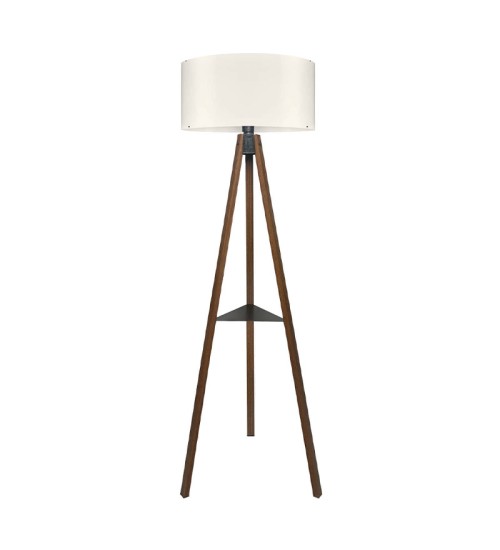 Φωτιστικό δαπέδου Mdf/ύφασμα Pvc χρώμα καρυδί - κρεμ 38x38x135εκ.