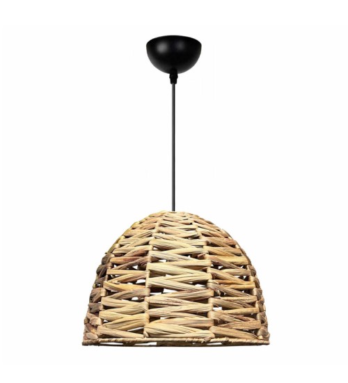 Φωτιστικό οροφής wicker μονόφωτο χρώμα φυσικό Ø30x80εκ.