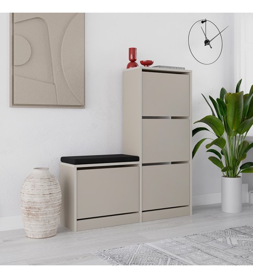 Παπουτσοθήκη χρώμα sandstone 104,8x26x118,5εκ.