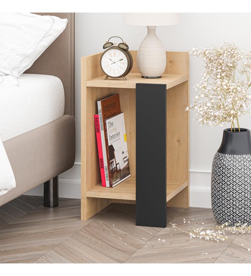 Κομοδίνο αριστερό χρώμα saphhire oak - silky black 30x31,7x55εκ.