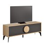 Έπιπλο τηλεόρασης χρώμα sapphire oak - silky black 140x35,6x51εκ.