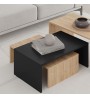 Τραπεζάκι σαλονιού σετ 3 τμχ. χρώμα sapphire oak - silky black 80x50x40,5εκ.