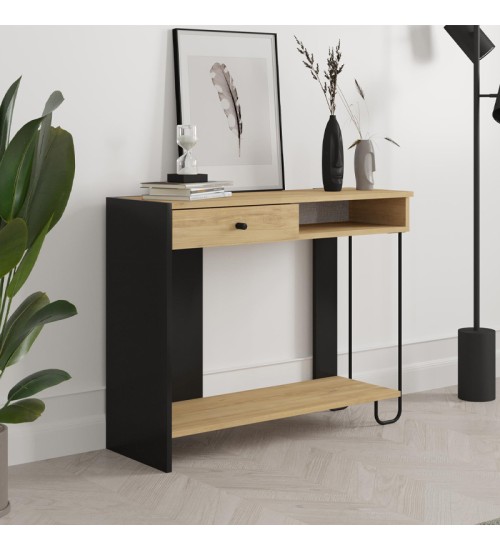 Κονσόλα χρώμα sapphire oak - silky black 100x35x79εκ.