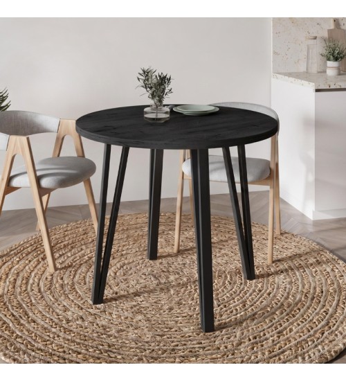 Τραπέζι χρώμα black wood Ø90x77,5εκ.