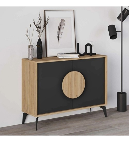 Μπουφές χρώμα sapphire oak - silky black 110x40x82εκ.