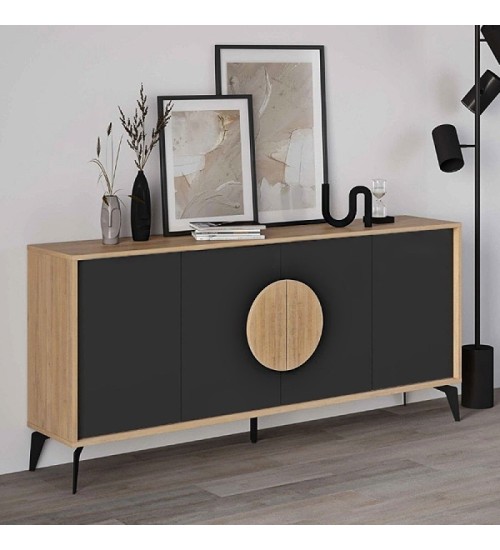 Μπουφές χρώμα sapphire oak - silky black 180x40x82εκ.