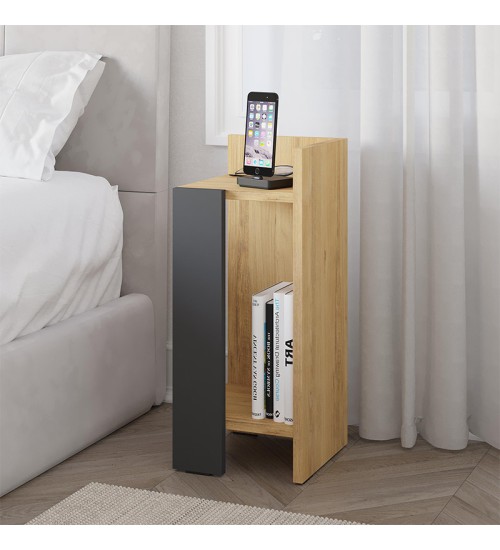 Κομοδίνο Δεξί χρώμα sapphire oak - ανθρακί 25x27x60εκ.