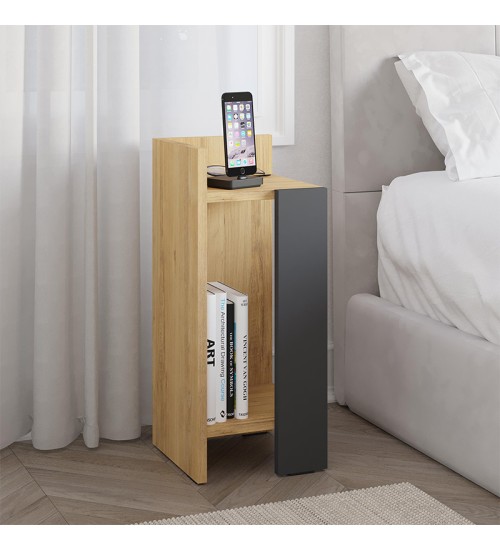 Κομοδίνο Αριστερό χρώμα sapphire oak - ανθρακί 25x27x60εκ.