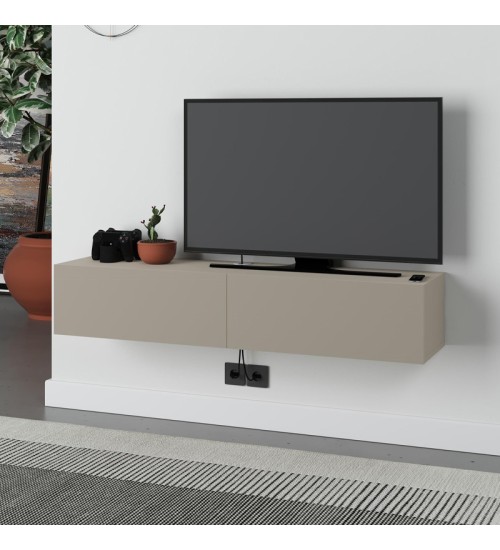Έπιπλο τηλεόρασης επιτοίχιο χρώμα sandstone 135x31,7x25εκ.