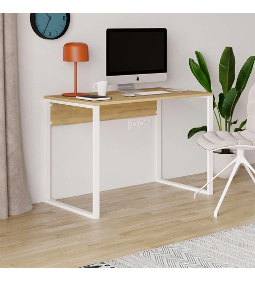 Γραφείο εργασίας χρώμα sapphire oak - λευκό 100x60x75εκ.