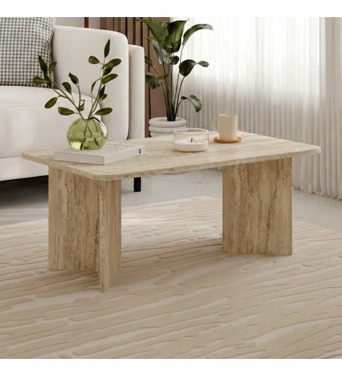 Τραπεζάκι σαλονιού χρώμα travertine 100x60x41,8εκ.