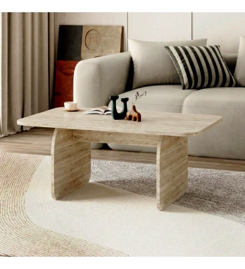 Τραπεζάκι σαλονιού χρώμα travertine 100x60x41,8εκ.