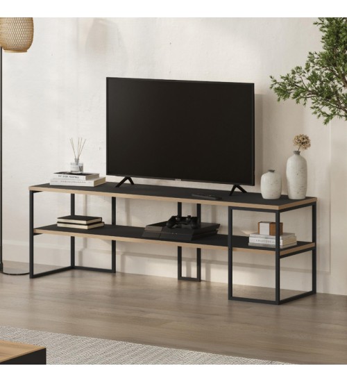 Έπιπλο τηλεόρασης χρώμα black wood 140x37x45εκ.