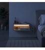 Κομοδίνο επιτοίχιο με LED χρώμα καρυδί Ud - sandstone 45x30x18εκ.