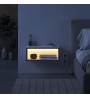 Κομοδίνο επιτοίχιο με LED χρώμα λευκό - γκρι ρετρό 45x30x18εκ.