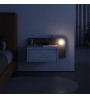 Κομοδίνο επιτοίχιο με LED χρώμα Λευκό αντικέ - Γκρι ρετρό 
