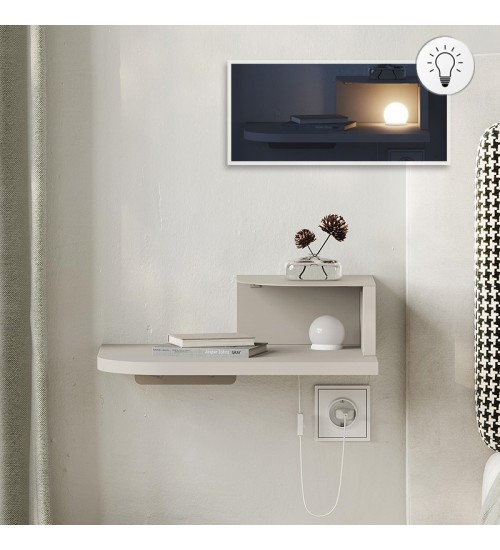 Κομοδίνο επιτοίχιο με LED χρώμα sandstone 40x30x16,2εκ.