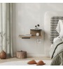 Κομοδίνο επιτοίχιο με LED χρώμα sepet oak 40x30x16,2εκ.