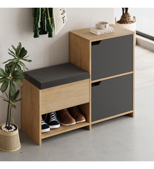 Παπουτσοθήκη χρώμα sapphire oak - ανθρακί 101x35x80,4εκ.