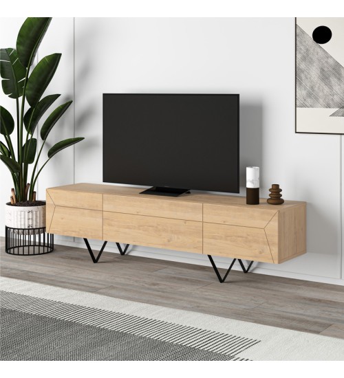 Έπιπλο τηλεόρασης χρώμα sapphire oak 160x35x43εκ.