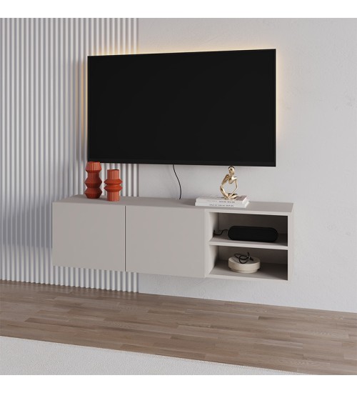 Έπιπλο τηλεόρασης επιτοίχιο χρώμα sandstone 140x35x38εκ.