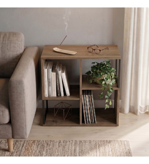 Βιβλιοθήκη χρώμα ανοιχτό καρυδί 62x22x62εκ.