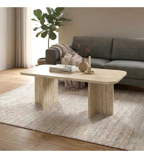 Τραπεζάκι σαλονιού χρώμα travertine 100x60x41,8εκ.