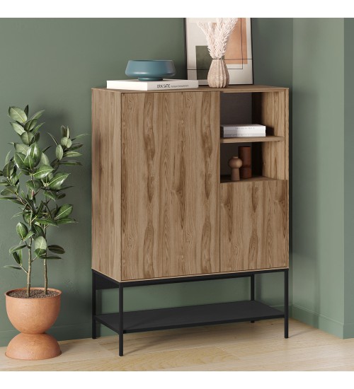 Μπουφές χρώμα καρυδί Ud - black wood 90x40x125εκ.