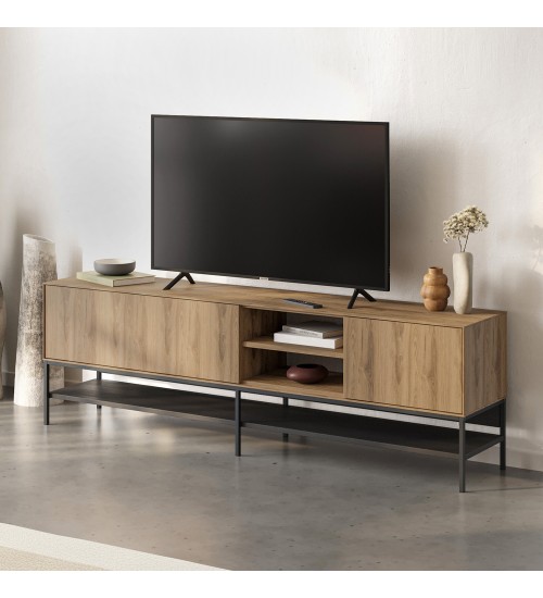 Έπιπλο τηλεόρασης χρώμα καρυδί Ud - black wood 180x35x55εκ.