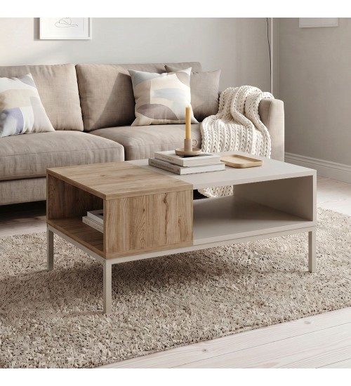 Τραπεζάκι σαλονιού χρώμα sandstone - sepet oak 90x56x40,6εκ.