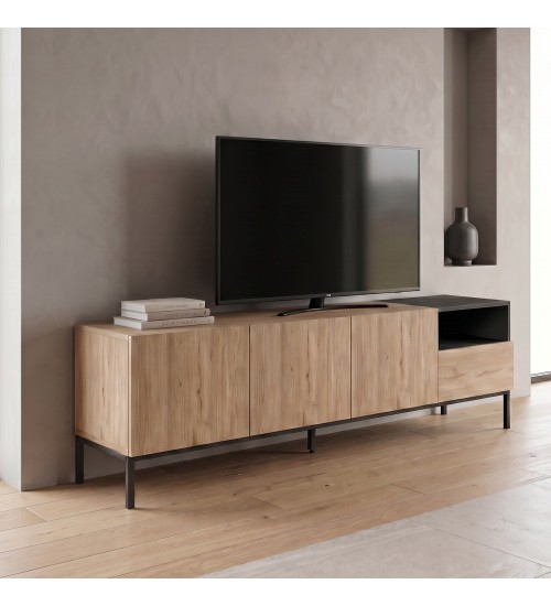 Έπιπλο τηλεόρασης χρώμα sepet oak - black wood 180x41,8x55εκ.