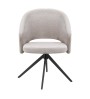 Πολυθρόνα τραπεζαρίας περιστρεφόμενη χρώμα ανοιχτό μπεζ ύφασμα - μεταλλικό μαύρο πόδι 64x64x83εκ.