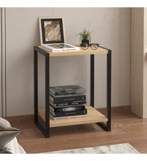 Κομοδίνο χρώμα sapphire oak - μαύρο 39x30x48εκ.
