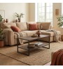 Τραπεζάκι σαλονιού χρώμα rustic καρυδί 90,2x50,3x50,4εκ.