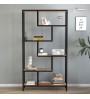 Βιβλιοθήκη χρώμα μαύρο - pine oak 90x30x159εκ.