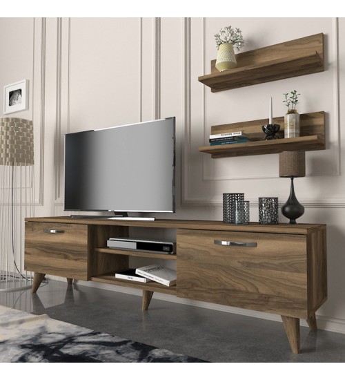 Έπιπλο τηλεόρασης χρώμα καρυδί 150x29,5x40,6εκ.