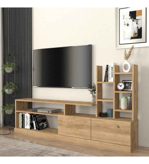 Σύνθεση τηλεόρασης χρώμα sepet oak 165x25x91,3εκ.