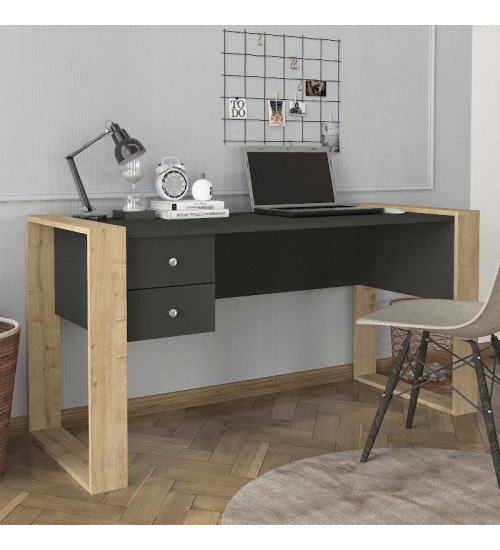 Γραφείο εργασίας χρώμα ανθρακί - sapphire oak 158,4x60x72,2εκ.