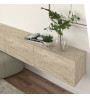 Έπιπλο τηλεόρασης επιτοίχιο με LED χρώμα travertine 180x29,5x29,5εκ.