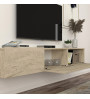 Έπιπλο τηλεόρασης επιτοίχιο με LED χρώμα travertine 180x29,5x29,5εκ.