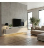 Έπιπλο τηλεόρασης επιτοίχιο με LED χρώμα travertine 180x29,5x29,5εκ.