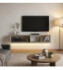 Έπιπλο τηλεόρασης επιτοίχιο με LED χρώμα travertine 135x31,6x25εκ.