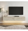 Έπιπλο τηλεόρασης επιτοίχιο με LED χρώμα travertine 135x31,6x25εκ.