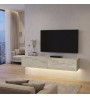 Έπιπλο τηλεόρασης επιτοίχιο με LED χρώμα travertine 135x31,6x25εκ.