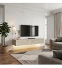 Έπιπλο τηλεόρασης επιτοίχιο με LED χρώμα travertine 135x31,6x25εκ.