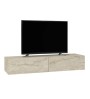 Έπιπλο τηλεόρασης επιτοίχιο με LED χρώμα travertine 135x31,6x25εκ.