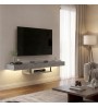 Έπιπλο τηλεόρασης επιτοίχιο με LED χρώμα γκρι σκυροδέματος 150x29,6x22εκ.