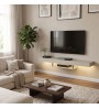 Έπιπλο τηλεόρασης επιτοίχιο με LED χρώμα sandstone 150x29,6x22εκ.