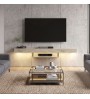 Έπιπλο τηλεόρασης επιτοίχιο με LED χρώμα travertine 150x29,6x22εκ.